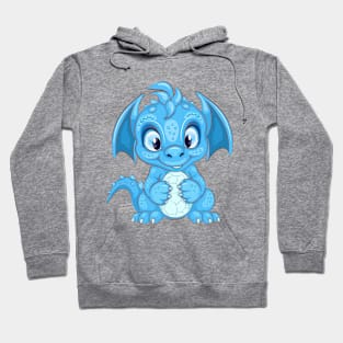 Blue cartoon Dragon. Hoodie